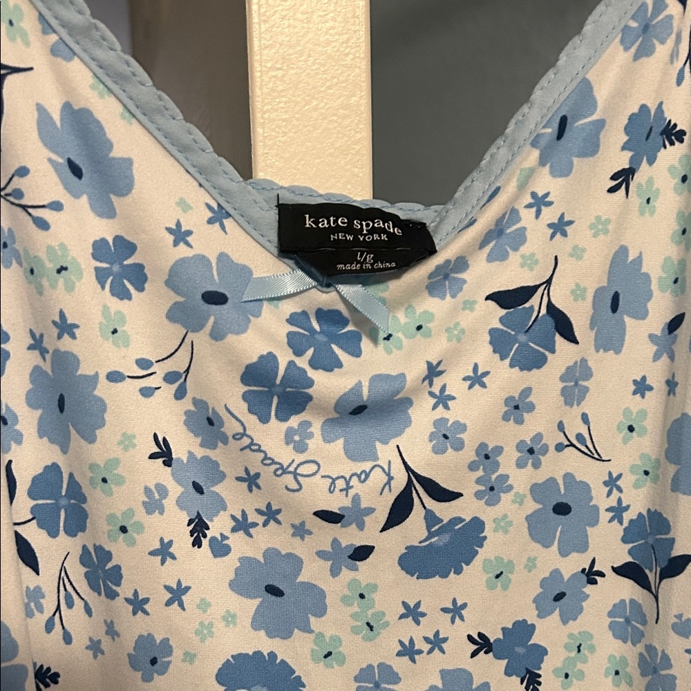 kate spade blue and white floral slip gown